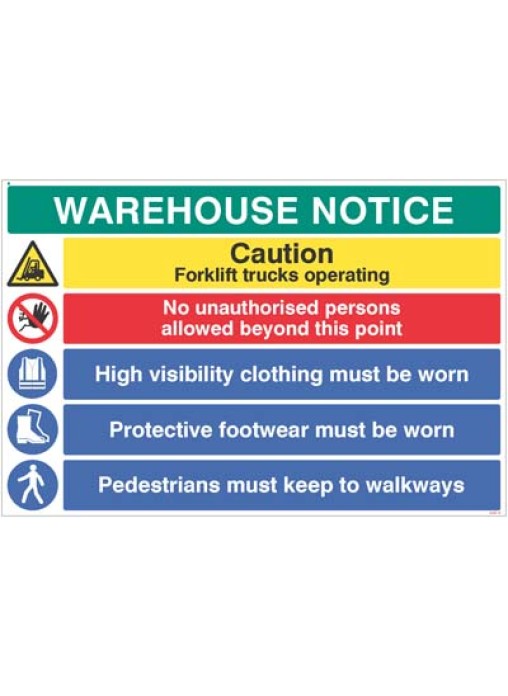 Warehouse Safety Caution Forklift Trucks Hivis Boots must be Worn