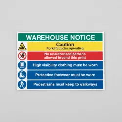 Warehouse Safety Caution - Forklift Trucks - Hivis - Boots must be Worn