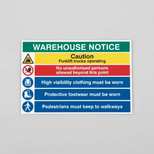 Warehouse Safety Caution - Forklift Trucks - Hivis - Boots must be Worn Warehouse Safety Caution - Forklift Trucks - Hivis - Boots must be Worn