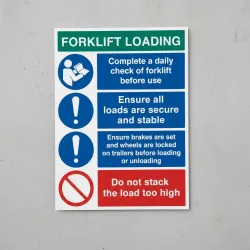 Forklift Loading - Daily Checks - Secure Loads - Brakes Set - Do not Stack too high