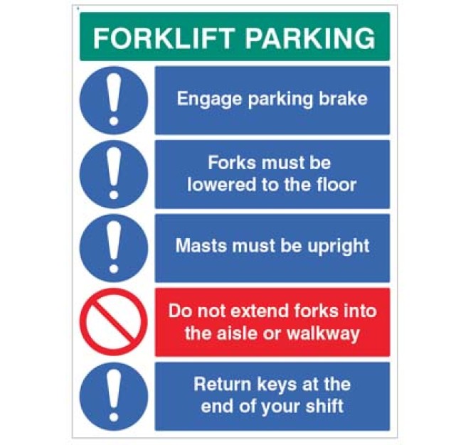 Forklift Parking Engage Brakes - Lower Forks - Return Keys