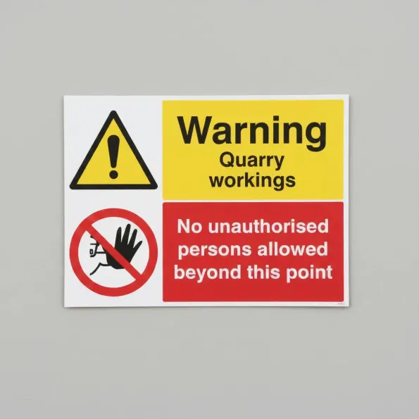 Warning - Quarry Workings - No Unauthorised Persons