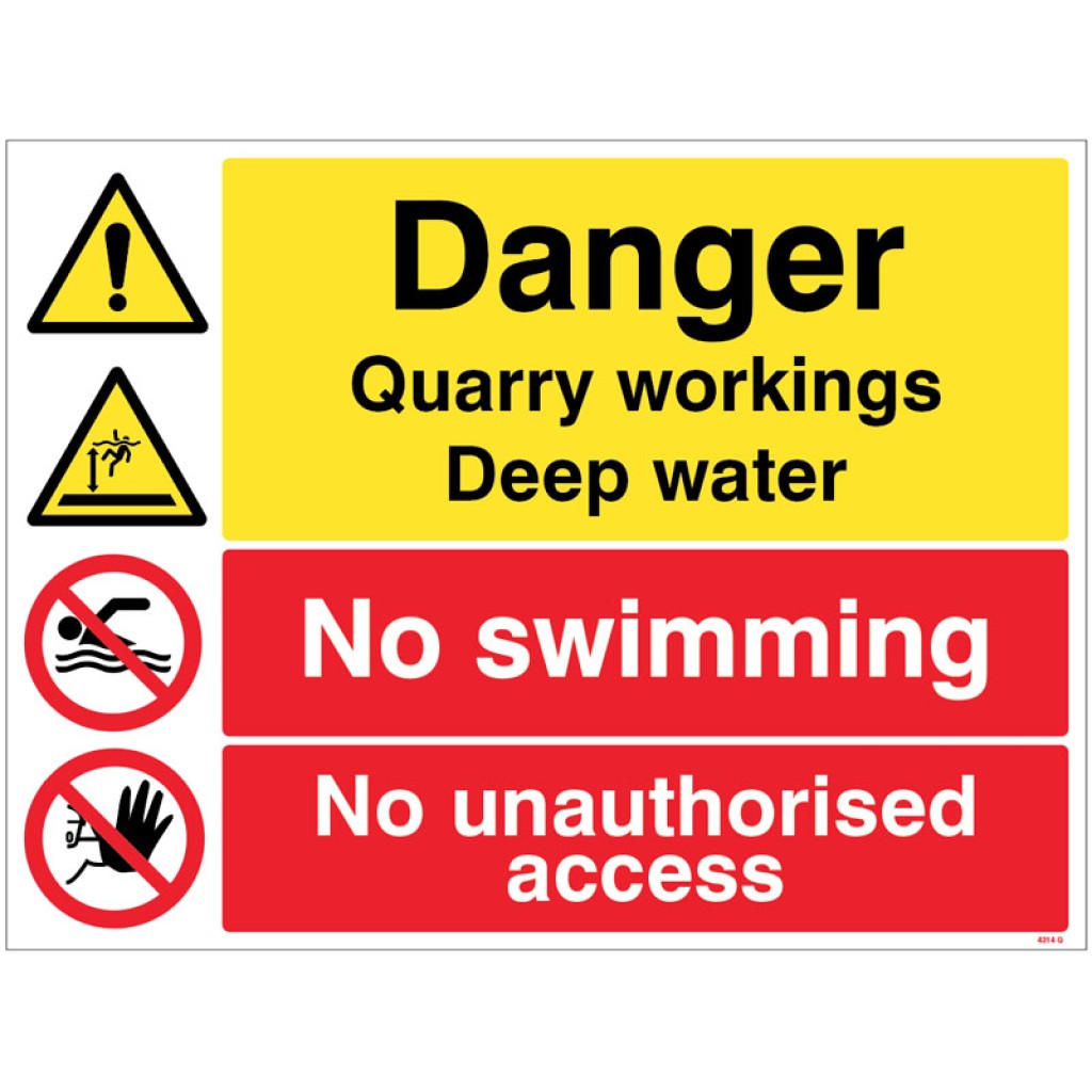 Danger Quarry Workings Deep Water No Swimming Keep out