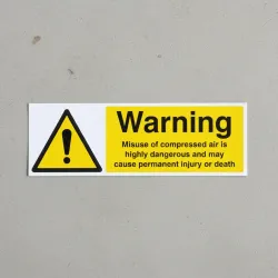Warning - Misuse of Compressed Air Is Highly Dangerous