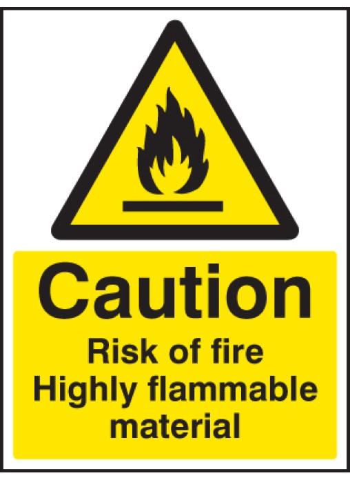 Caution Risk of Fire Highly Flammable Material