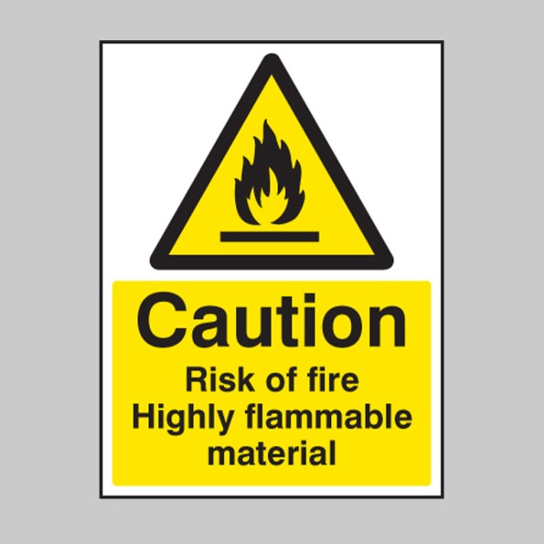 Caution - Risk of Fire - Highly Flammable Material