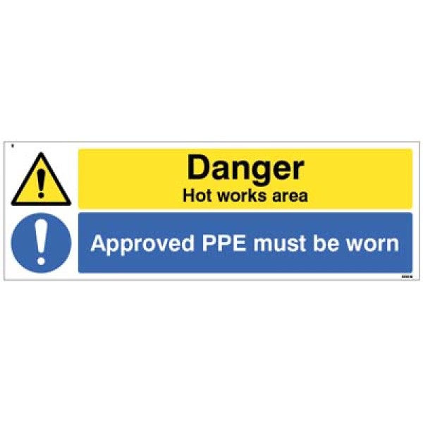 Danger - Hot Works Area - Approved PPE must be Worn