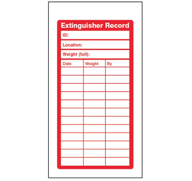 Fire Extinguisher Inspection Record Tags (Pack of 10)