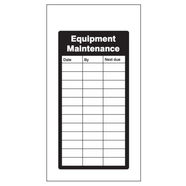 Equipment Maintenance Record Tags