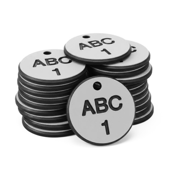 Engraved Valve Tags - White with Black Text