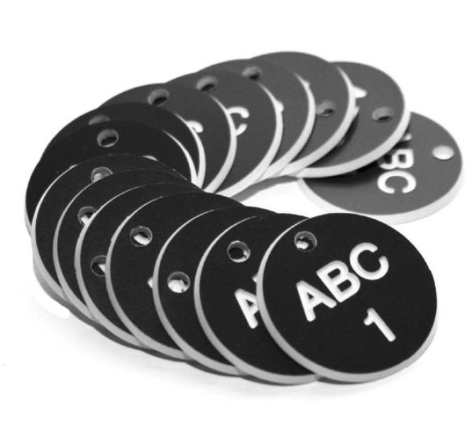 Engraved Valve Tags - Black with White Text