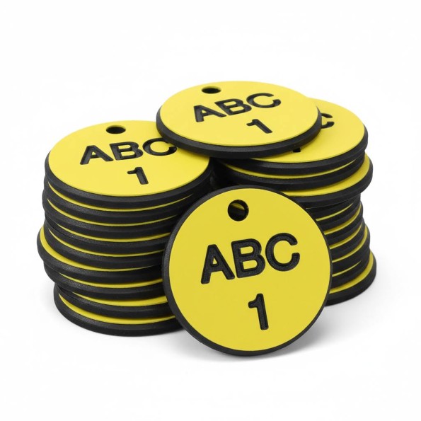 Engraved Valve Tags - Yellow with Black Text