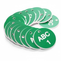 Engraved Valve Tags - Green with White Text
