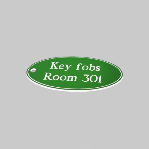 Key Fob - Green with White Text  - Oval