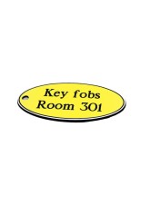 Key Fob - Yellow with Black Text - Oval