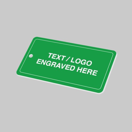 Green Key Fob - White Text - Rectangle