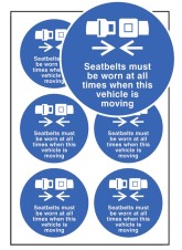 Seatbelts Worn All Times - Labels (Sheet of 6)