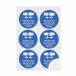 Seatbelts Worn All Times - Labels (Sheet of 6) Seatbelts Worn All Times - Labels (Sheet of 6)