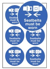 Seatbelts Must be Worn - Labels (Sheet of 6)