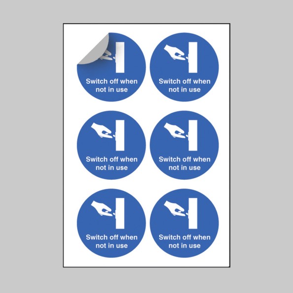 Switch Off When Not in Use - Labels (Sheet of 6)