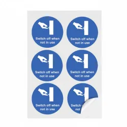 Switch Off When Not in Use - Labels (Sheet of 6)