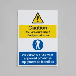 Caution - You are Entering a Designated Area - All Persons Must Wear Approved PPE
