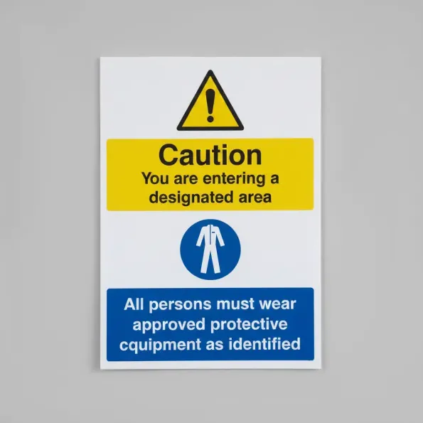 Caution - You are Entering a Designated Area - All Persons Must Wear Approved PPE