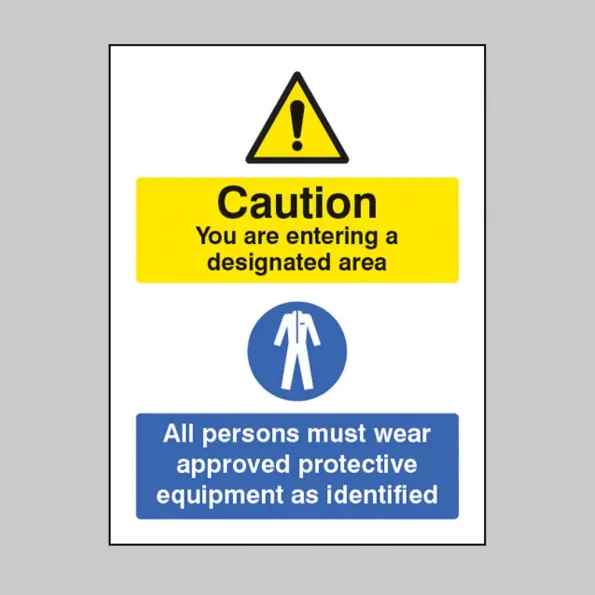 Caution - You are Entering a Designated Area - All Persons Must Wear Approved PPE