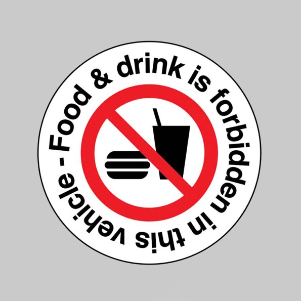 Food and Drink is Forbidden in this Vehicle Labels
