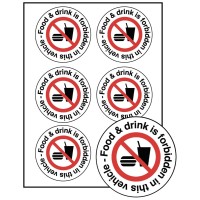 Food and Drink is Forbidden in this Vehicle Labels
