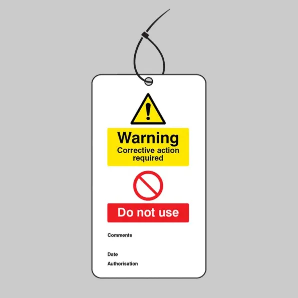 Warning - Corrective Action Required - Double Sided Tags (Pack of 10)