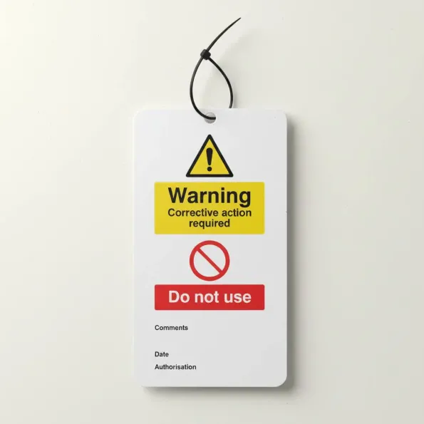 Warning - Corrective Action Required - Double Sided Tags (Pack of 10) Warning - Corrective Action Required - Double Sided Tags (Pack of 10)