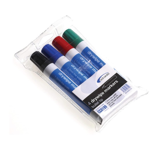 Dry Wipe Markers (Pack of 4 Colours)