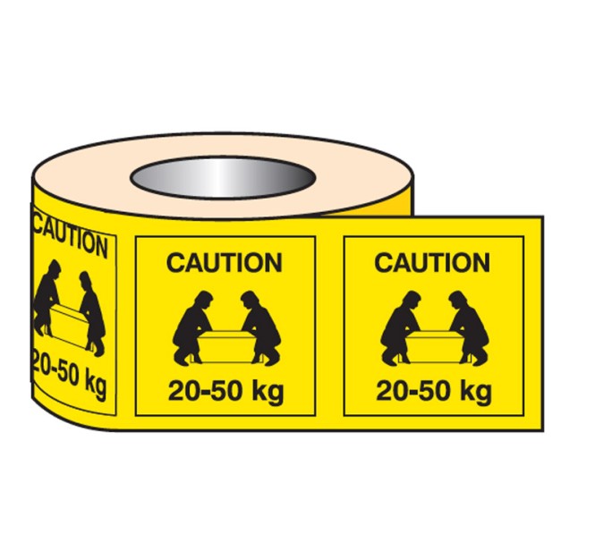Caution - 20-50kg Labels (Roll of 500)