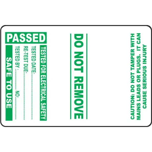 Passed - PAT Test Cable Wrap Labels (Roll of 100)