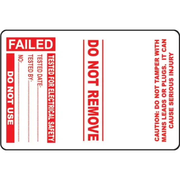 Failed - PAT Test Cable Wrap Labels (Roll of 100)