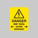 Danger - 400 Volts  Exists Between Labels