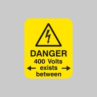 Danger - 400 Volts  Exists Between Labels