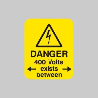 Danger - 400 Volts  Exists Between Labels