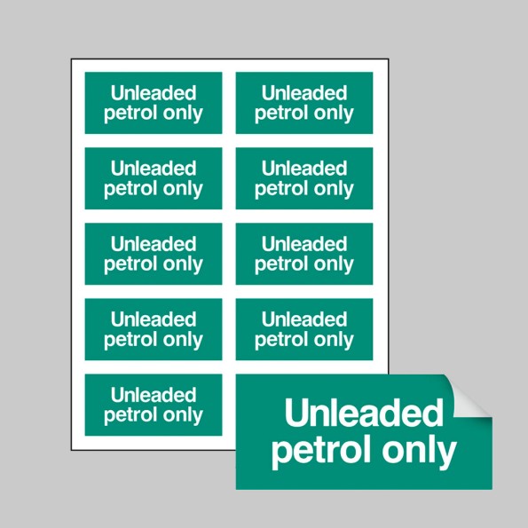 Unleaded Petrol Only Labels
