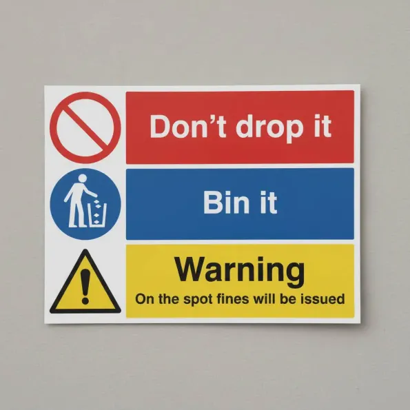 Don't Drop it - Bin in - On the Spot Fines will be Issued Don't Drop it - Bin in - On the Spot Fines will be Issued
