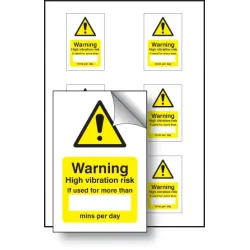 High Vibration Risk If Used Minutes / per Day Labels (Sheet of 6)