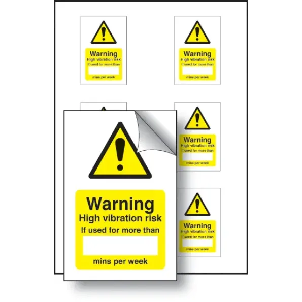 High Vibration Risk If Used - Labels (Sheet of 6)