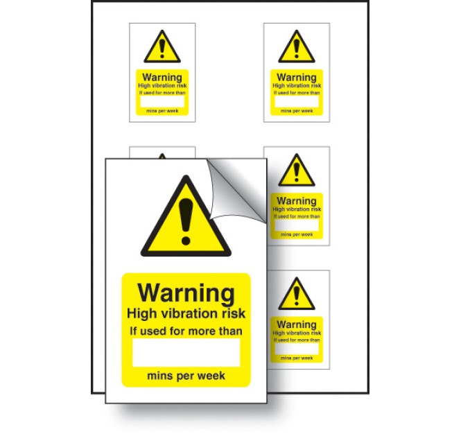 High Vibration Risk If Used - Labels (Sheet of 6)