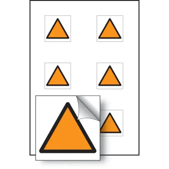 Orange Triangle Vibration Safety - Labels (Sheet of 6)