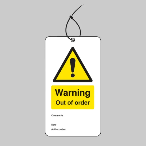 Warning - Out of Order - Double Sided Safety Tags (Pack of 10)