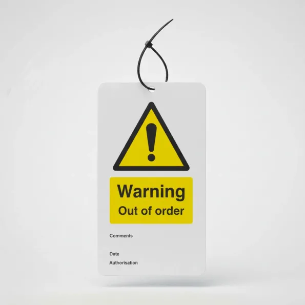 Warning - Out of Order - Double Sided Safety Tags (Pack of 10)