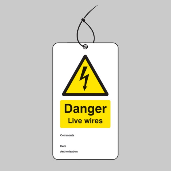 Danger - Live Wires - Double Sided Safety Tags (Pack of 10)