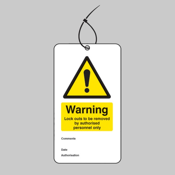Warning - Lockout to be Removed Etc.. - Double Sided Safety Tags (Pack of 10)