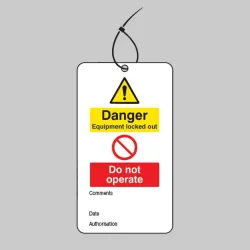 Lockout Tags - Danger - Equipment Locked Out Do Not Operate - 80 x 150mm (Pack of 10)